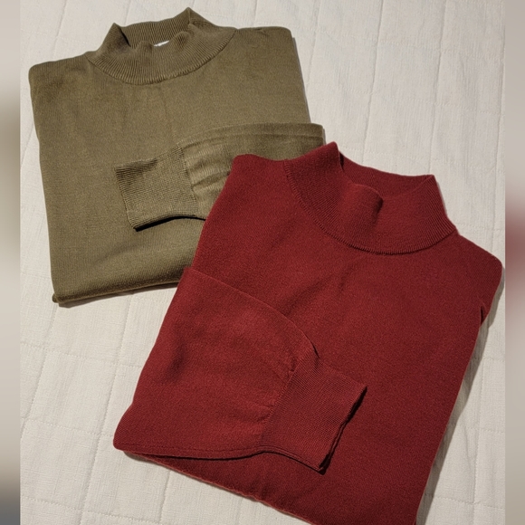 2 Men's Mockneck Silk/Wool Pull-over Sweaters Paul Fredrick & Cumran - Picture 3 of 12